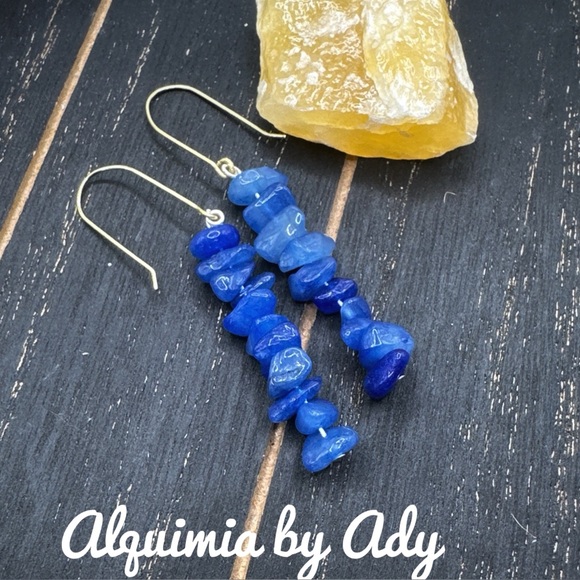 Alquimia Jewelry - Untreated sapphire dangle long earrings